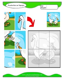 Puzzle Kes Yapıştır Çalışma Sayfaları